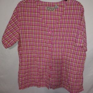New Directions 1X Pink Plaid Lightweight Summer Top Plus